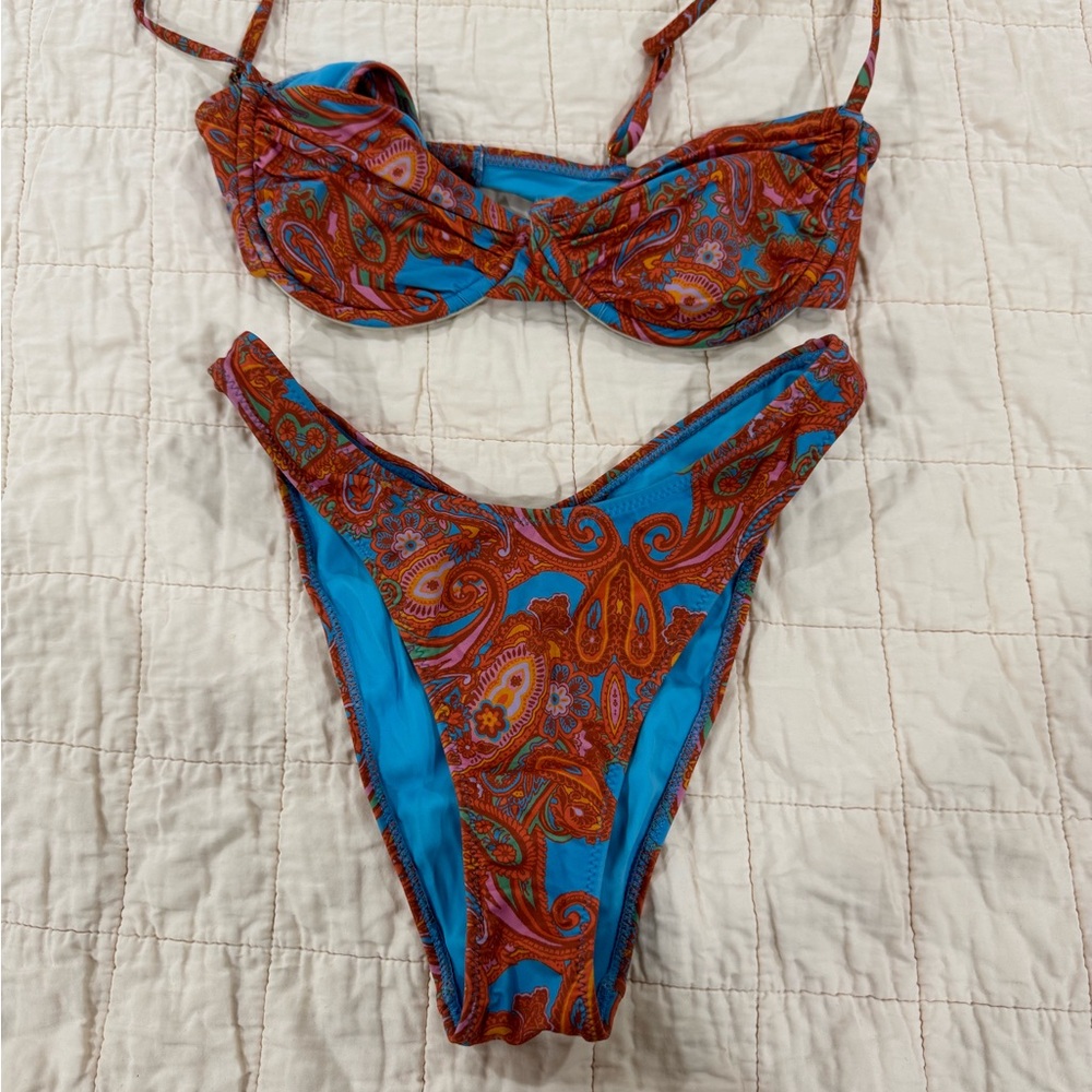 Pacsun Paisley Print Blue Bikini Set